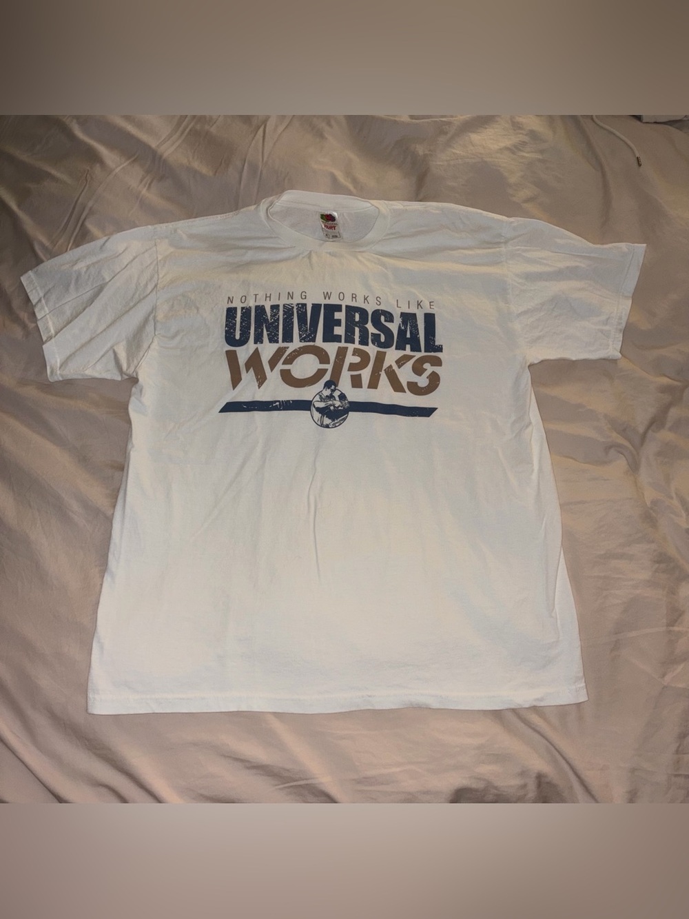 Universal Works White Cotton Graphic Shirt size XL